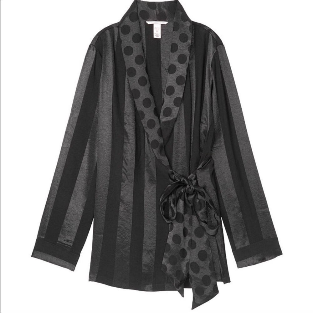 NWT Victoria’s Secret black robe polka dot stripe xs/s